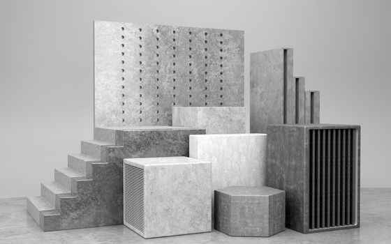 3d rendering of concrete podium.