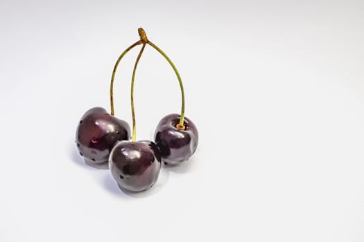 red cherries on a white background