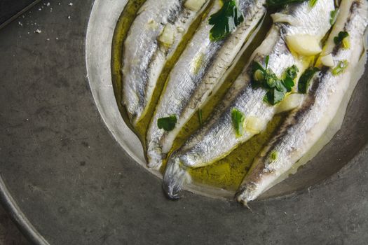 anchovies in vinegar with garlic and olive oil