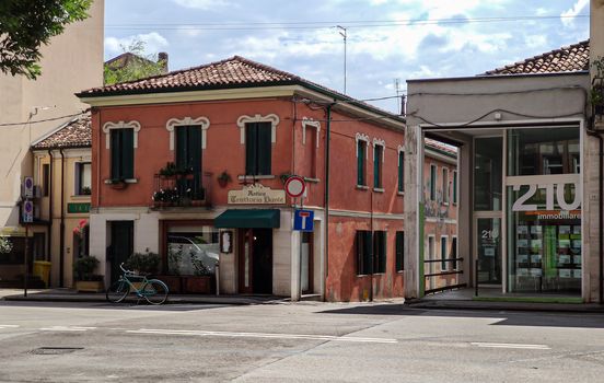 ROVIGO, ITALY 17 JULY 2020: Corso del Popolo in Rovigo, the principal street in the Italian city