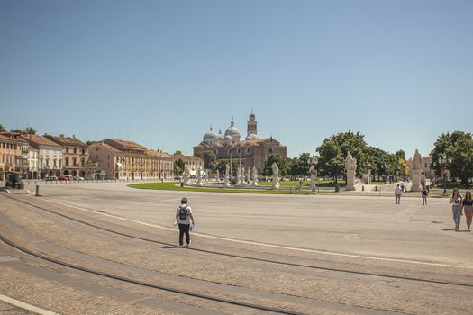 PADOVA, ITALY 17 JULY 2020: Prato della Valle, a famous square in Padua city in Italy