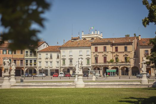 PADOVA, ITALY 17 JULY 2020: Prato della Valle, a famous square in Padua city in Italy