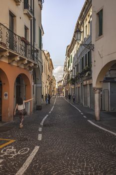 PADOVA, ITALY 17 JULY 2020: An alley view in Padua, Italy
