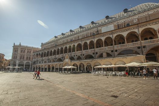 PADOVA, ITALY 17 JULY 2020: Piazza dei Signori in Padua in Italy, one the most famous place in the city