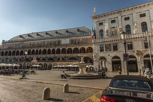 PADOVA, ITALY 17 JULY 2020: Piazza dei Signori in Padua in Italy, one the most famous place in the city