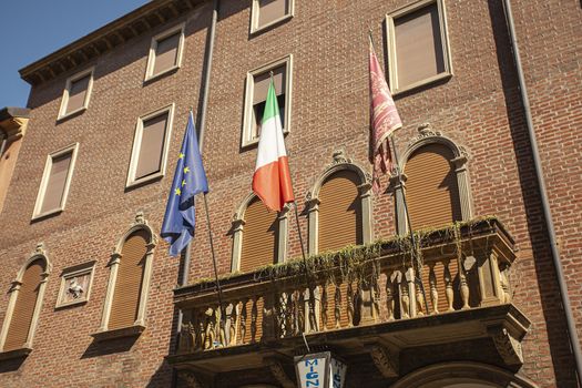PADOVA, ITALY 17 JULY 2020: Flag on institutional building in Padua, Italy