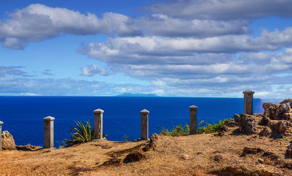 Stone Posts Over the Sea in Antigua