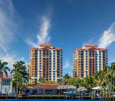 A Coastal Condo Building on the Intracoastal Waterway in Fort Lauderdale, Florida