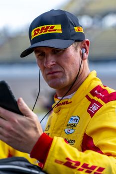 RYAN HUNTER-REAY (28) of the United States qualifies for the Iowa INDYCAR 250s at Iowa Speedway in Newton, Iowa.