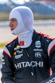 JOSEF NEWGARDEN (1) of the United States qualifies for the Iowa INDYCAR 250s at Iowa Speedway in Newton, Iowa.