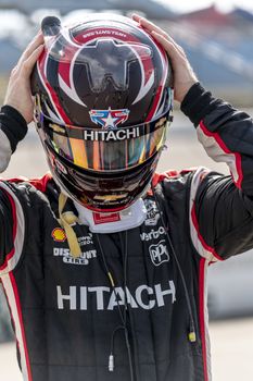 JOSEF NEWGARDEN (1) of the United States qualifies for the Iowa INDYCAR 250s at Iowa Speedway in Newton, Iowa.