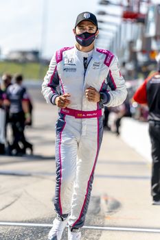 ALEX PALOU (R) (55) of Barcelona, Spain qualifies for the Iowa INDYCAR 250s at Iowa Speedway in Newton, Iowa.