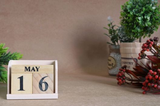 May 16, Vintage natural calendar.