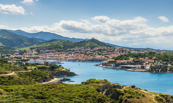 View of the small village of Port-Vendres in the extreme south of France, in the Pyrénées-Orientales and in the Occitanie region, but in the historic region of French Catalonia.