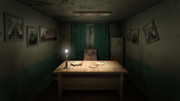 horror and creepy working room in the hospital .3D rendering