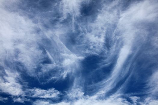 Cloudscape background texture of dramatic cirrus clouds stock photo