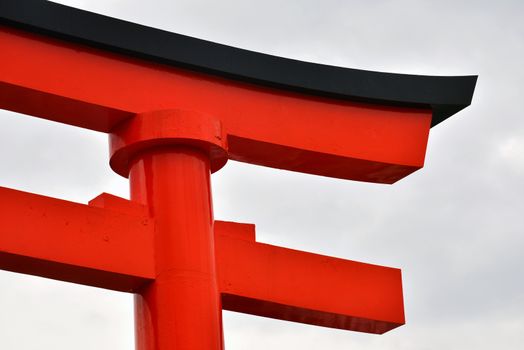 KYOTO, JP - APRIL 10 - Fushimi Inari Taisha shrine Japanese gate torii on April 10, 2017 in Kyoto, Japan. Fushimi Inari was dedicated to the gods of rice and sake by the Hata family in the 8th century.