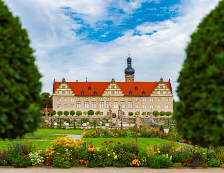 View of the 12th century Weikersheim Palace (Schloss Weikersheim), a palace in Weikersheim, Baden-WŸrttemberg, Germany.