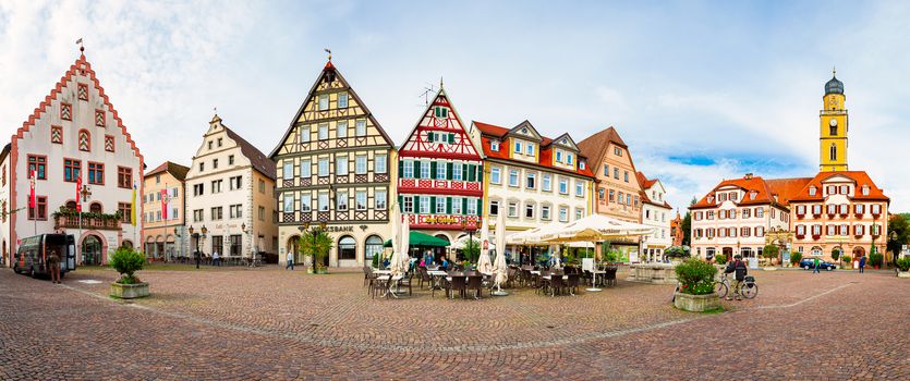 Bad Mergentheim, Germany - September 24, 2014: Main square of German town Bad Mergentheim with old Town Hall in Bavaria, Germany