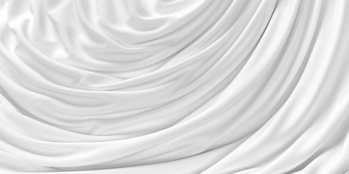 White pleated cloth background, 3d rendering. Computer digital drawing.