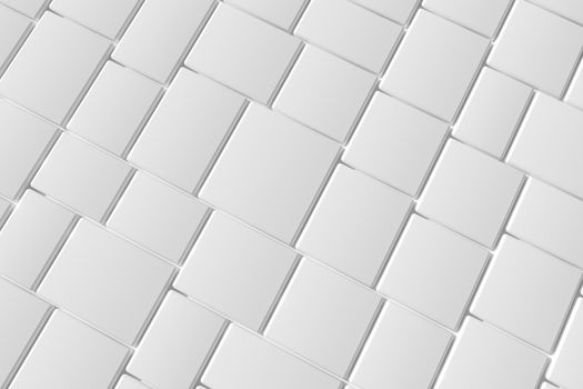 Tile white cubes with gap, 3d rendering. Computer digital drawing.