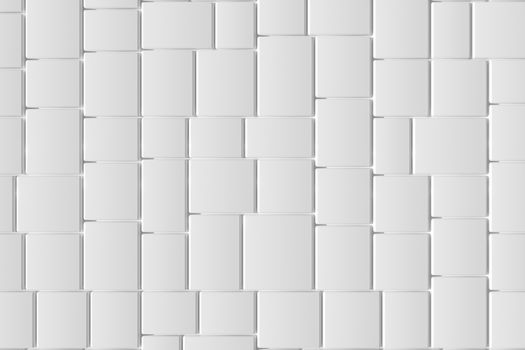 Tile white cubes with gap, 3d rendering. Computer digital drawing.