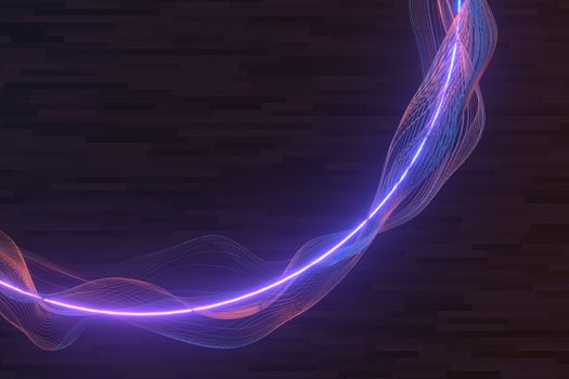 Purple circle laser line with dark background, 3d rendering. Computer digital drawing.