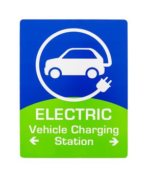 North American road sign with EV charging station on white background. Electric vehicle