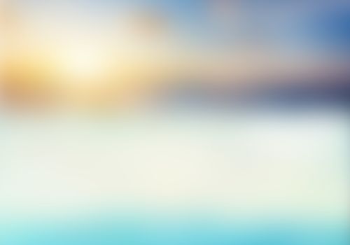 Blurred nature background. Background with beaches, turquoise waters and white clouds, and a bright sun light. Summer holiday concept.