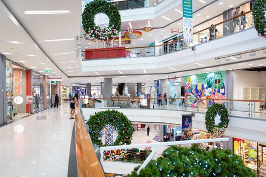 Bangkok, Thailand - January 4, 2020 : Unidentified department store or shopping mall is a popular destination for walks and relaxing family in holiday.