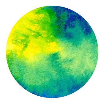 Abstract watercolor hand painting in circle shape for the text message background. Colorful splashing in the paper. Perfect for branding, greetings, websites, digital media, invites, weddings.