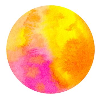 Abstract watercolor hand painting in circle shape for the text message background. Colorful splashing in the paper. Perfect for branding, greetings, websites, digital media, invites, weddings.