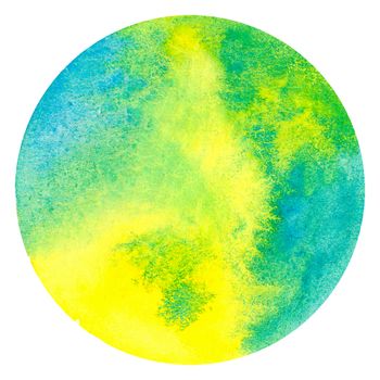 Abstract watercolor hand painting in circle shape for the text message background. Colorful splashing in the paper. Perfect for branding, greetings, websites, digital media, invites, weddings.