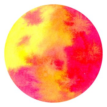 Abstract watercolor hand painting in circle shape for the text message background. Colorful splashing in the paper. Perfect for branding, greetings, websites, digital media, invites, weddings.