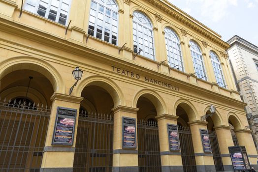 orvieto,italy july 19 2020 :mancinelli theater in the center of orvieto