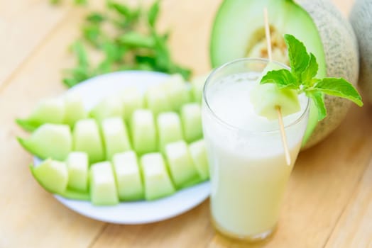 Milk melon Smoothie in glass