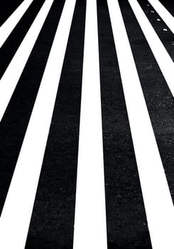 Extreme close up shot of cross walks or zebra crossing on roads.