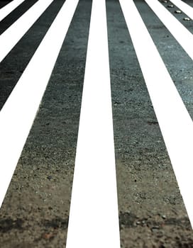 Extreme close up shot of cross walks or zebra crossing on roads.