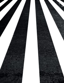 Extreme close up shot of cross walks or zebra crossing on roads.