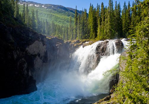 Most beautiful places. Rjukandefossen waterfall in Hemsedal, Norway.