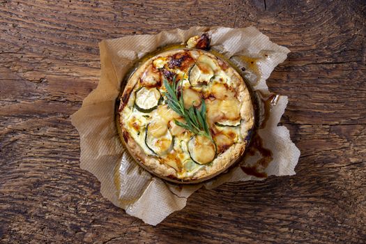 fresh french quiche on wood