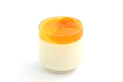 Orange panna cotta isolated in white background