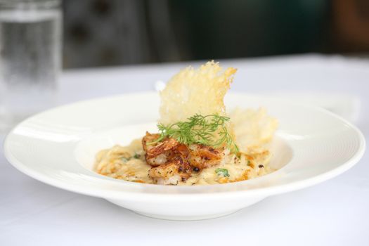 Spaghetti Carbonara with shrimp