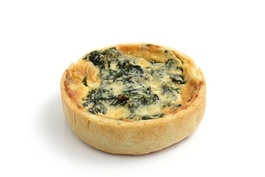 spinach quiche pie isolated on white background