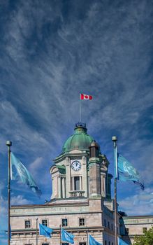Canadian and UNESCO Flags at Old Quebec City Building