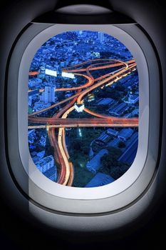 Beautiful Thailand cityscape from aircraft window