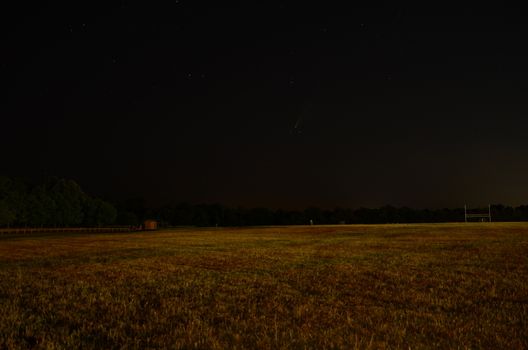 comet Neowise in night sky with stars astronomy from Virginia, United States