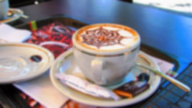 Creative coffee theme with blur and bokeh for themed posters, banners and screensavers
