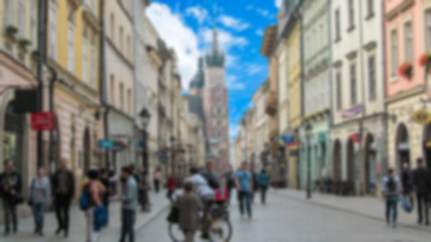 Blurred background. Urban landscape, city street. Creative story for a background, poster, banner, or screensaver.