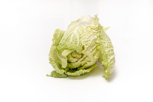 Beijing cabbage on an isolated white background with copy space